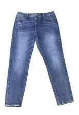 Time And Tru Jeans Womens Sz 14 High Rise Skinny Blue Distressed Denim Pants EUC