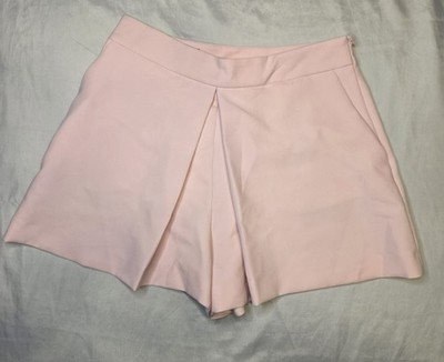 Zara High Waisted Pink Pleated Skort Skirt Shorts Womens Small Inditex 28x2.5''