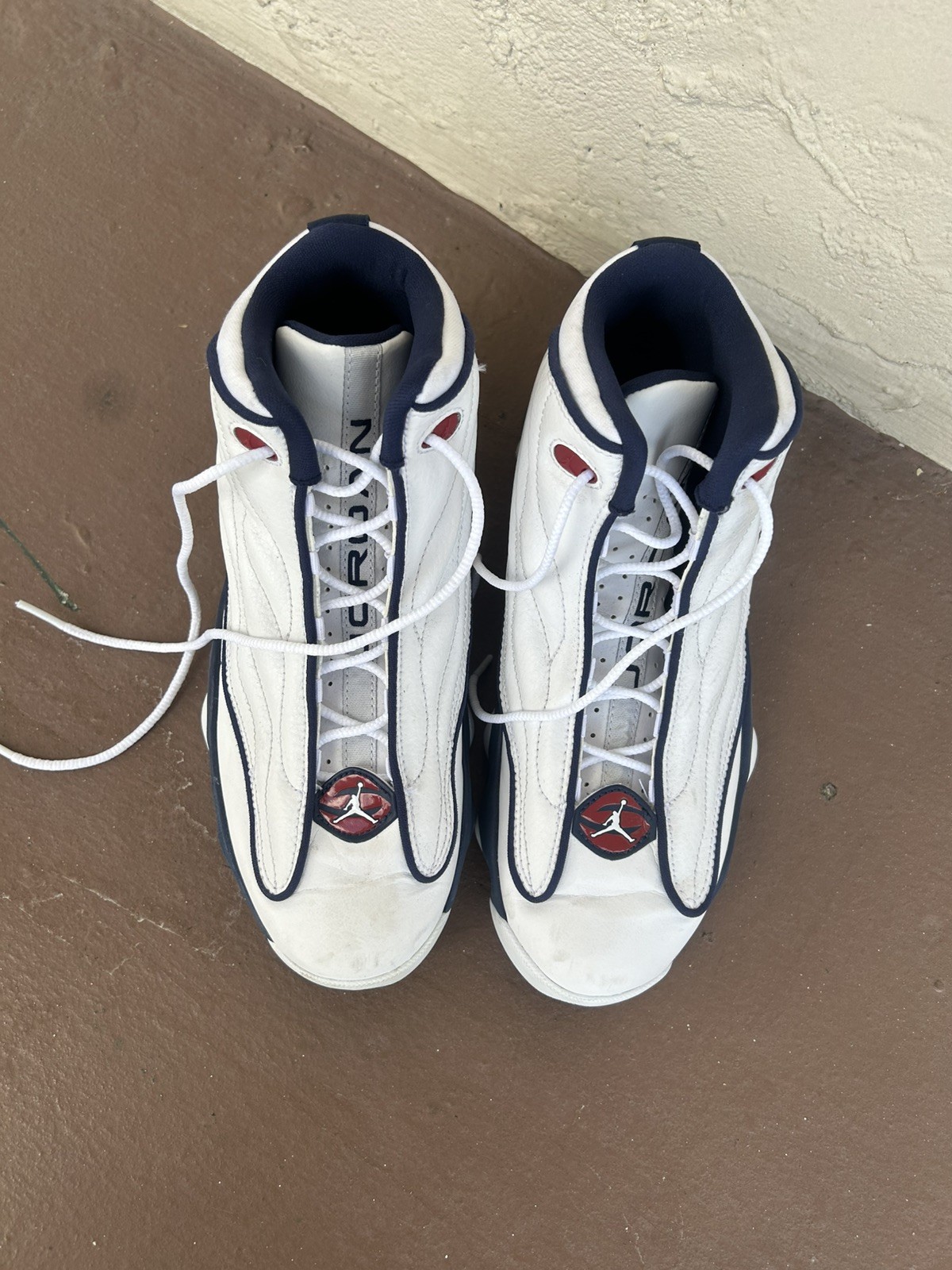 Nike Air Jordan Pro Strong White Navy Shoes DC7911-100   Youth 7Y, Women's 8.5 thumbnail 5