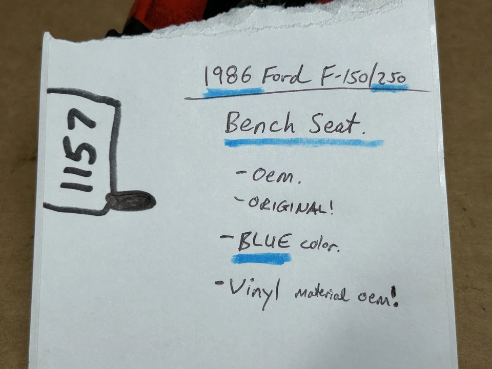 Asiento de banco cabina convencional Ford F150 XLT F250 F350 80-86 - vinilo AZUL COMPLETO Foto 2 de 4