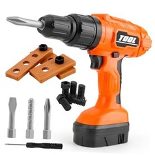 Kids Power Drill and Screw Set,Toy Electric Drill with 3 Interchangeable Drill