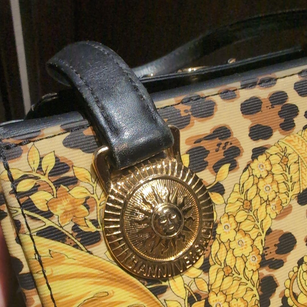 Versace Leopard Print Gold Sun Pattern Handbag Vi… - image 24