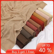 Muslim Women Plain Long Scarf Turban Wrap Headscarf Shawl Stoles Scarves Islamic