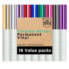 12inx12in Metallic Vinyl Permanent Adhesive Vinyl for Cricut Machine, Mirror Met