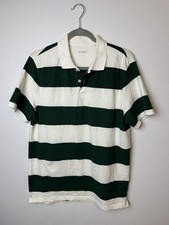 NWT Old Navy Mens Go Dry Polo Shirt Green and White Striped Size Medium M