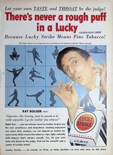 Original 1950 Vintage Print Ad: Ray Bolger smoking Lucky Strike Cigarettes