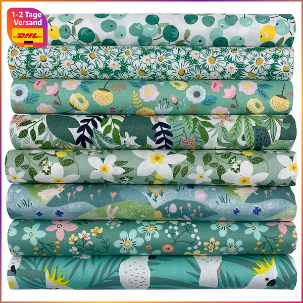 Baumwollstoff 50X50Cm 8Er Set Patchwork GrüN Stoffe Zum NäHen-image