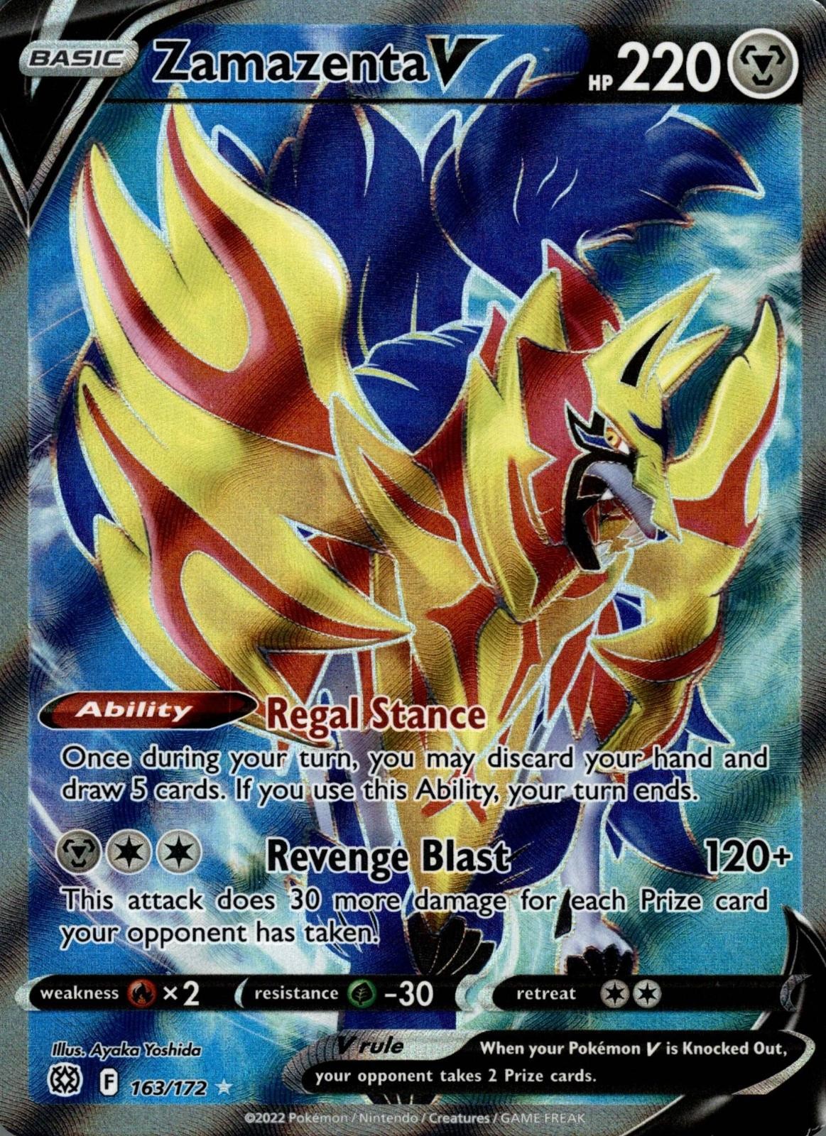 Zamazenta V 163/172 Ultra Rare Brilliant Stars Pokemon Holo Near Mint