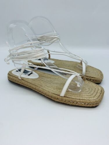 AQUA Womens White Thong Style Square Toe Platform Leather Espadrille Shoes 9.5 B