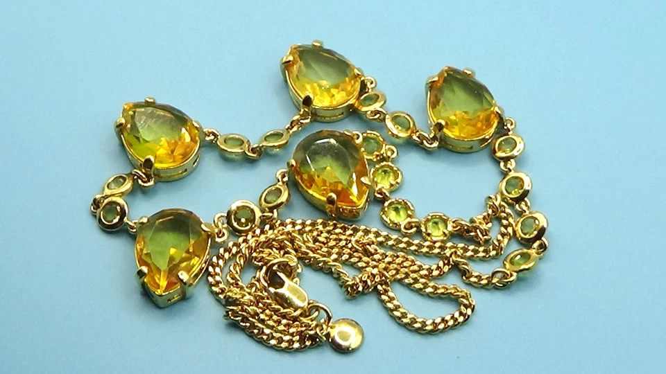 J. Crew Gold Plated Teardrop Golden Yellow Glass Stones Necklace - Image 4 of 4