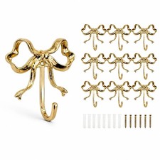 10 Pcs Gold Bow Wall Hooks, Small Decorative Bowknot Hooks