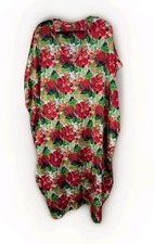 Classic Beach Cover Kaftan Dress Red Rose Floral Print Maxi Romantic V Neck