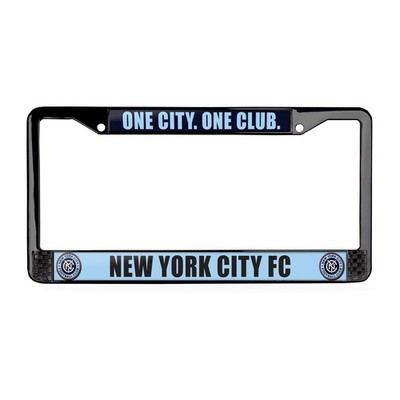 New York City FC MLS 3D Polyurethane 2-Hole Black Metal License Plate Frame