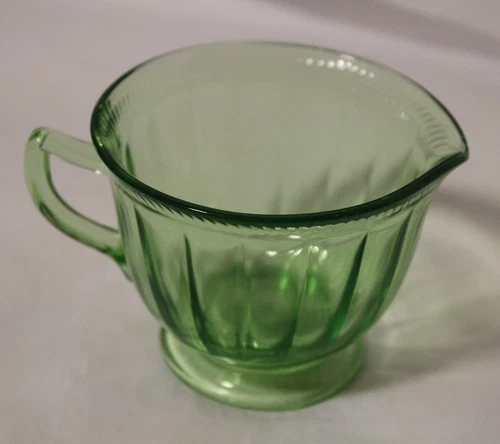 Vintage Federal Uranium Glass Footed Creamer