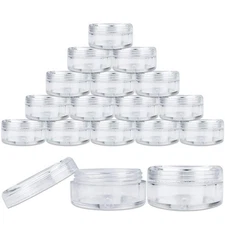 (Quantity: 25 Pieces) Beauticom 5G/5ML Round Clear Jars with Screw Cap Lids f...