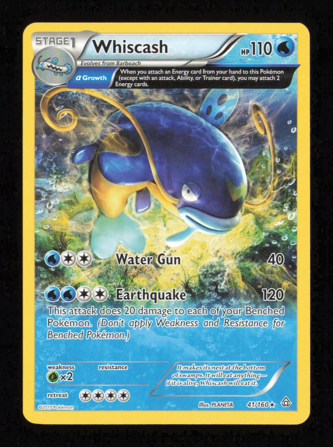 Whiscash 41/160 Rare Primal Clash Pokemon Lightly Played