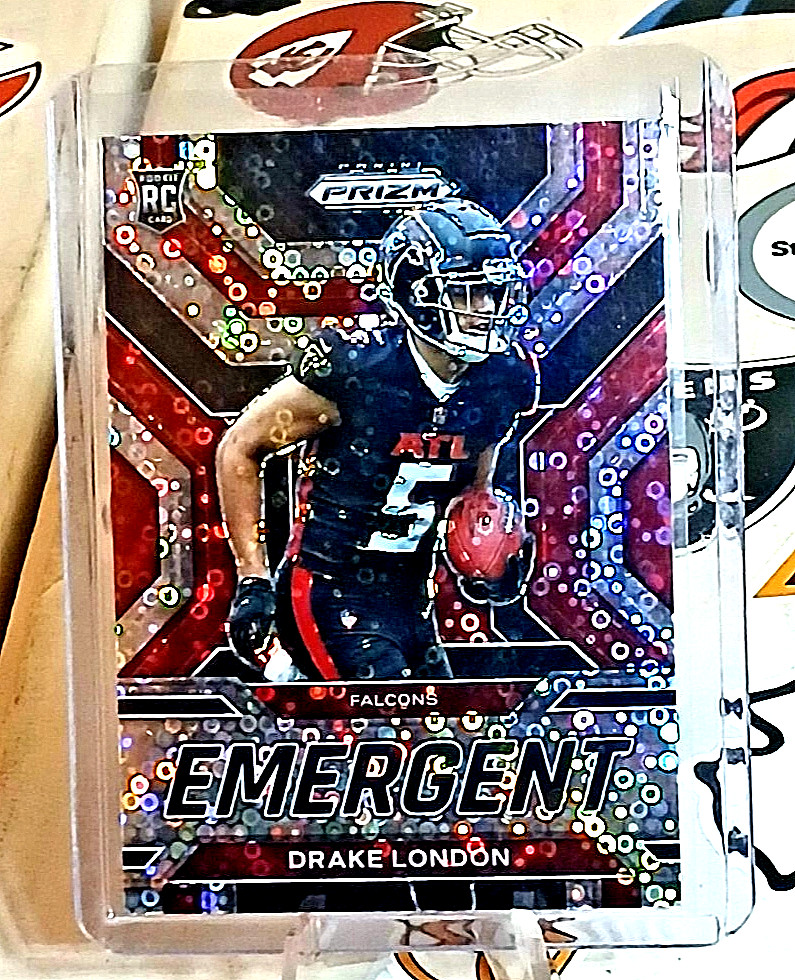 2022 Prizm Football Drake London Emergent Disco Prizm Rookie Card