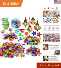 1100 Pcs Mosaic Tiles, Glass Mosaic Tiles for Crafts Bulk, Stained Mosaic Glass