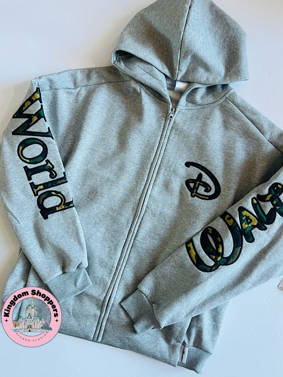 2025 Walt Disney World Military Camouflage Gray Zip Hoodie