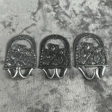 Teddy Bear Themed Wall Hooks Set Of 3 Pewter Cottagecore Nursery Decor Vintage