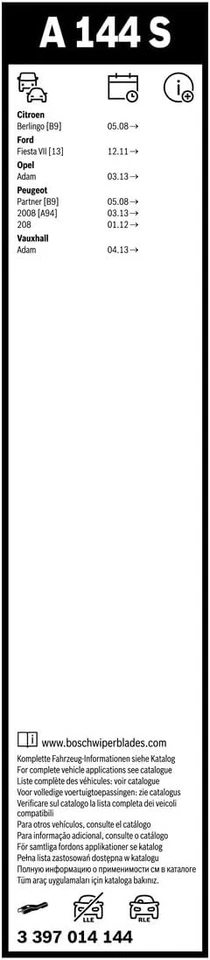 2 лезвия стеклоочистителя (пара) плоские / типа Aero для FORD FIESTA Front 2012 в комплекте Bosch - Изображение 4 из 4