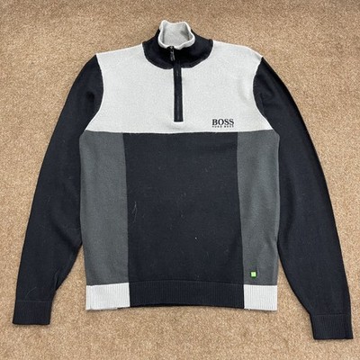 BOSS Big Boys Colorblock Quarter Zip Mock Neck Knit Sweater