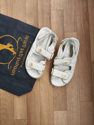 CHANEL WHITE DAD SANDAL SIZE EU 38 , 8 US , 5 UK | eBay