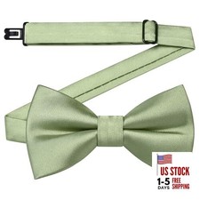 Solid Bow Ties for Boys Pre-Tied Baby Kids Bow Tie Adjustable Sage Green