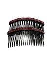 NEW hair accessories plastic comb style set of 2 pink red black bling