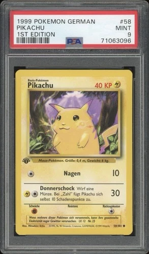 1999 Pokemon GERMAN 1st Edition Base Set Pikachu 58/102 PSA 9 MINT
