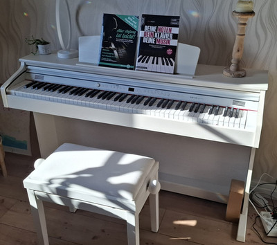 Classic Cantabile DP-50 Digitalpiano Weiß Set mit Klavierbank und Kopfhörer