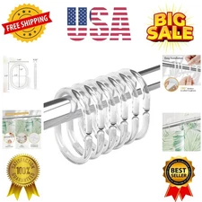 Plastic Shower Curtain Rings, Shower Curtain Hooks, 24 Pcs C Shaped Shower Ho...