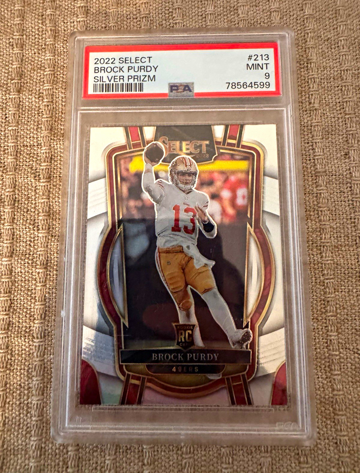 Panini 2022 Select Club Level Brock Purdy #213 Silver Prizm Rookie PSA 9