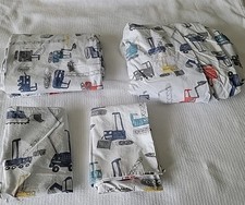 Pottery Barn Kids Jax Organic Construction Vehicles bulldozers Full Sheets