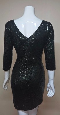 Gianni Bini GIANNA Green Sequin Party 3/4 Sleeve Dress Size L NEW Retail $129