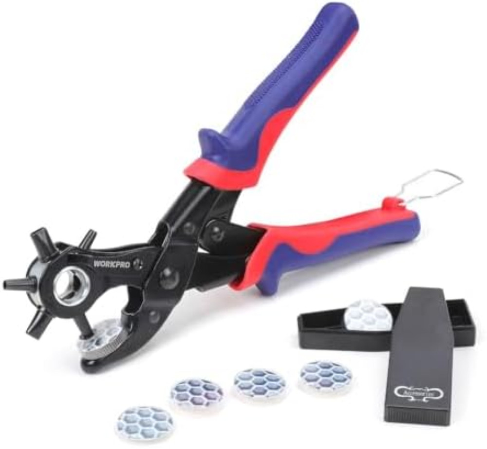 WORKPRO Pinza Fustellatrice Tradizionale per Cuoio e Pelle - 6 Fori