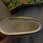Pair Chinese Floral Yellow Porcelain  Dragon Bound Feet Shoes 4 1/2” With Box — photo 3