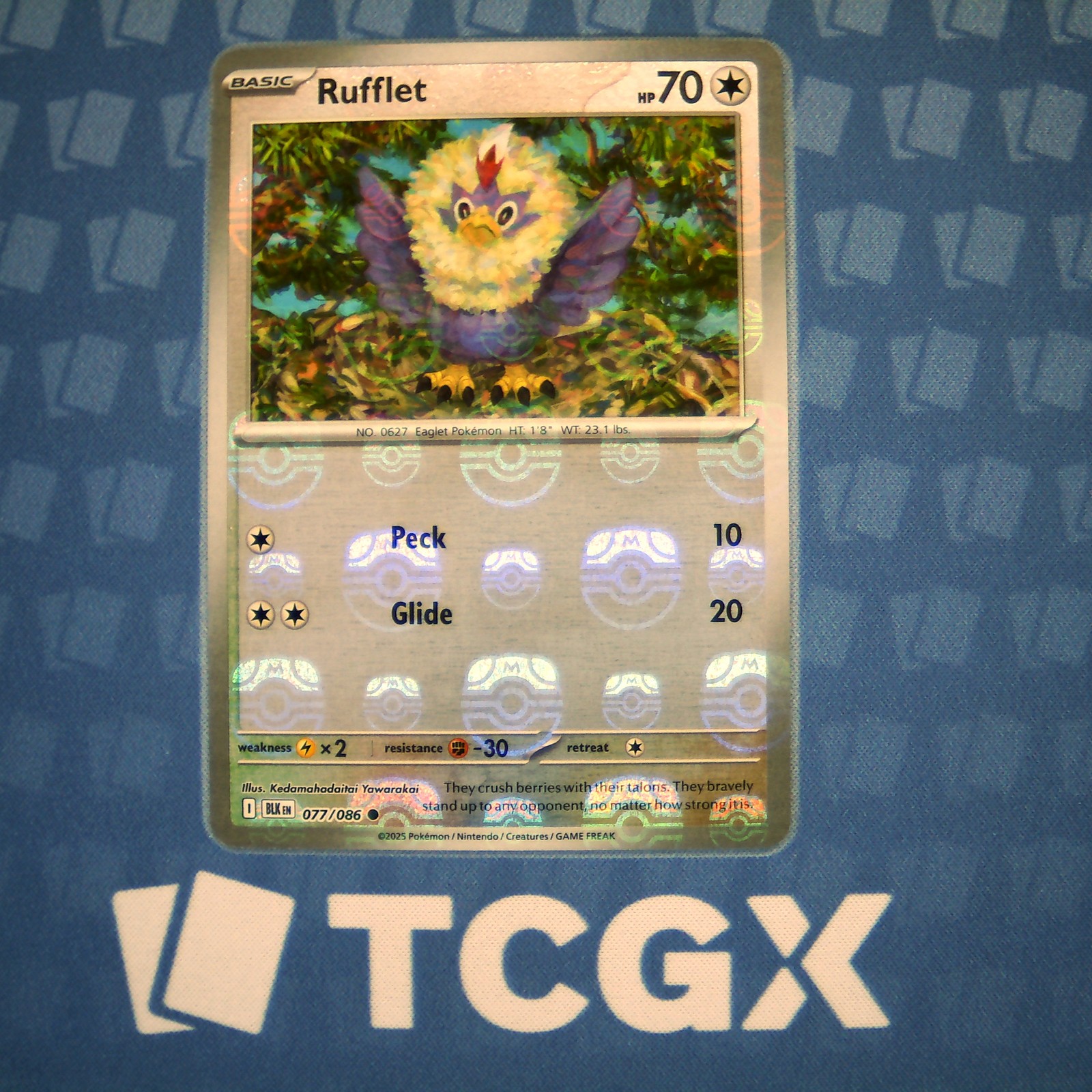 Pokemon - Rufflet (Master Ball Pattern) - 077/086 - SV: Black Bolt - Holo NM