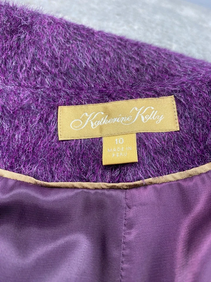 Katherine Kelly Jacket Women 10 Alpaca Wool Tweed Trench Pea Coat Old Money - Image 4 of 4