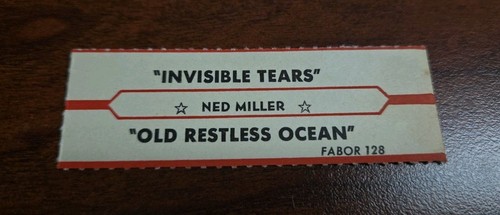 Jukebox Title Strip~Ned Miller Invisible Tears & Old Restless Ocean 1964 Fabor