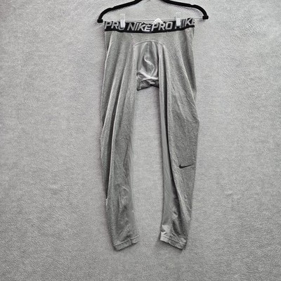Nike Men Activewear Pants M Gray Pro Logo 25'' Inseam