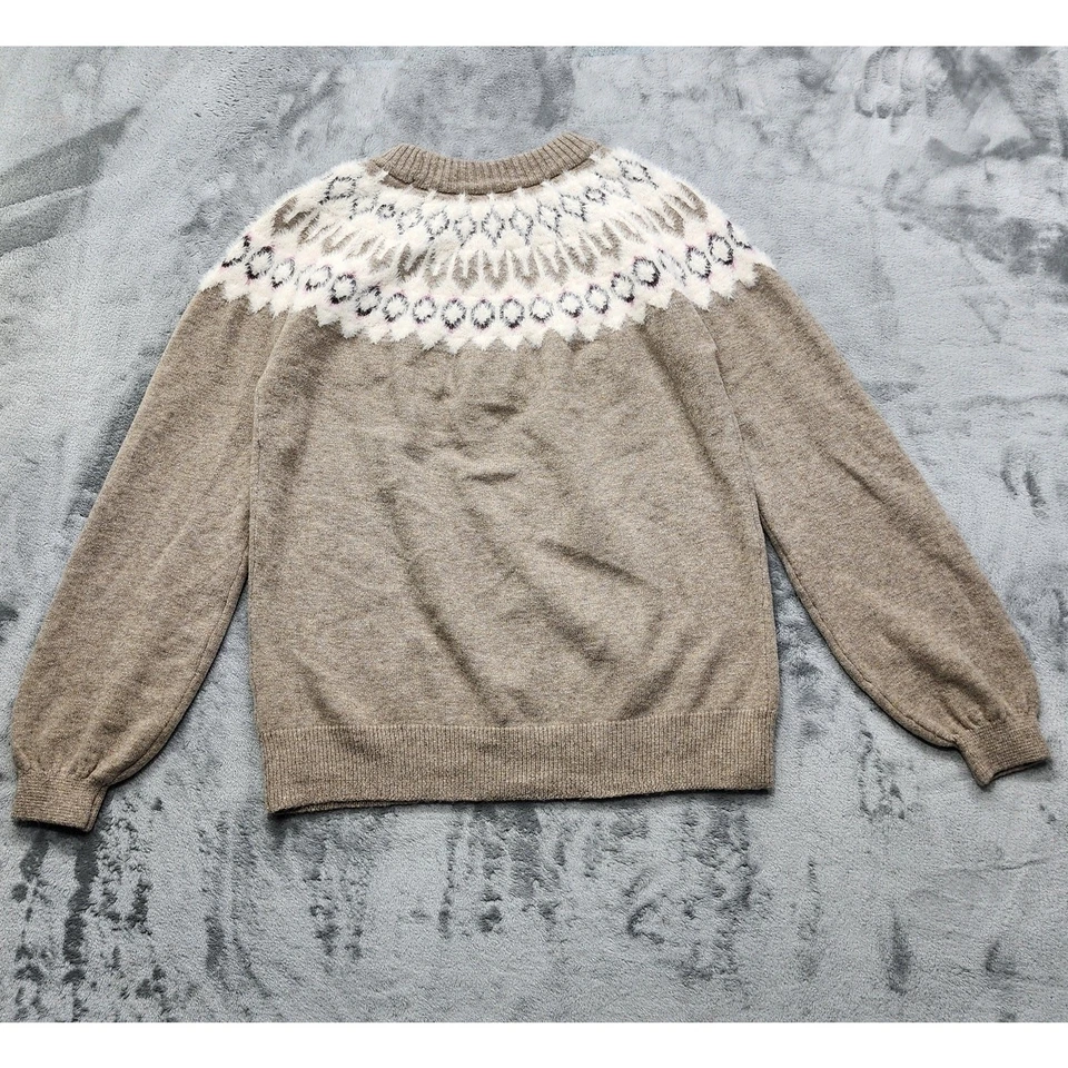 NUEVO Suéter Maurices Para Mujer M Tostado Isla Justa Pestañas Cuello Redondo Pullover Elástico Foto 2 de 4