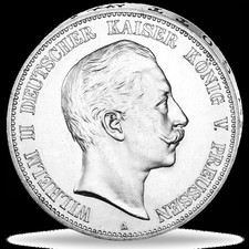 Silver coin 5 Mark Kaiser Wilhelm II. 1891 - 1908. 
