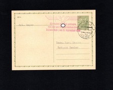Postkarte Ganzsache Sudetenland. Stempel Asch 1 21.IX.38 und mit  Zeilenstempel