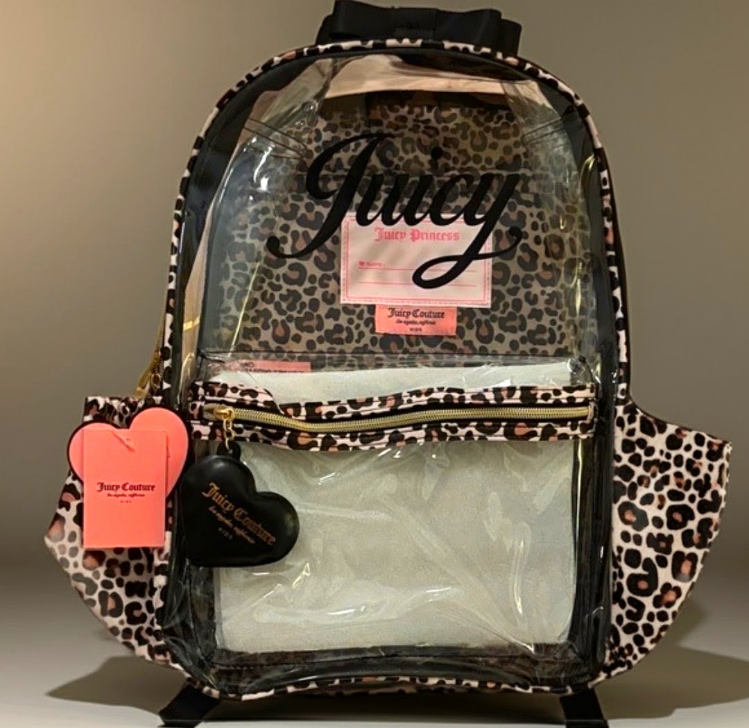Juicy Couture Kids Juicy Princess Clear Leopard Backpack Large 17x12x5"