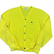 Vintage 70s/80s Izod of London yellow button front cardigan USA made size L