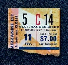 LOS ANGELES KINGS VS MTL CANADIENS 02/11/1969 MONTREAL FORUM TICKET STUB   35999