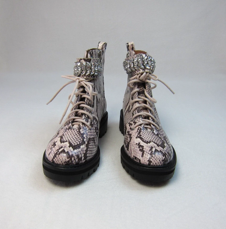 Antonio Melani DAYNZIE Botas de Combate Estampado de Serpiente con CORREA BLING Nuevas Talla 7.5M Foto 2 de 4