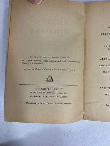 Medieval Romances Modern Library College Editions 1957 Vintage Paperback - Foto 5 di 10