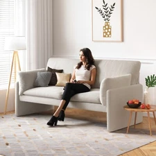 Danrelax Faux Leather/Teddy Velvet Loveseat, 68", Quick Assembly, Small Spaces